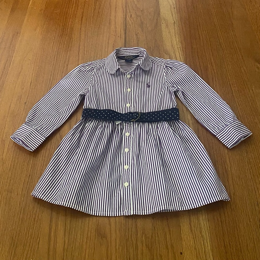Polo by Ralph Lauren Striped Long Sleeve Belted Dress